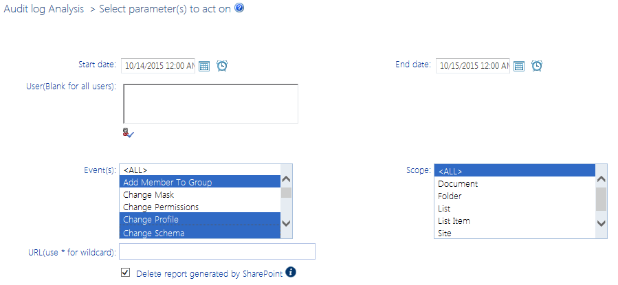 Audit Log PARAMETERS - Cloud