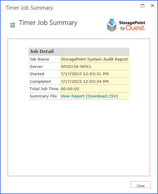 system audit report summary