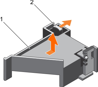 Diese Abbildung zeigt das Entfernen des PCIe-Kartenhalters.