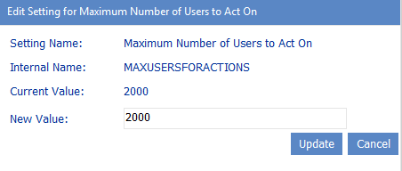 Config Setting MAXUSERSFORACTION