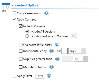 onedrive to onedrive content options