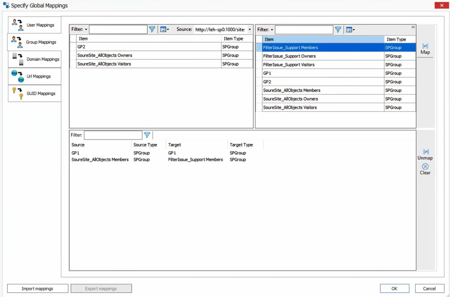 Specify Global Mappings_Group Mappings tab