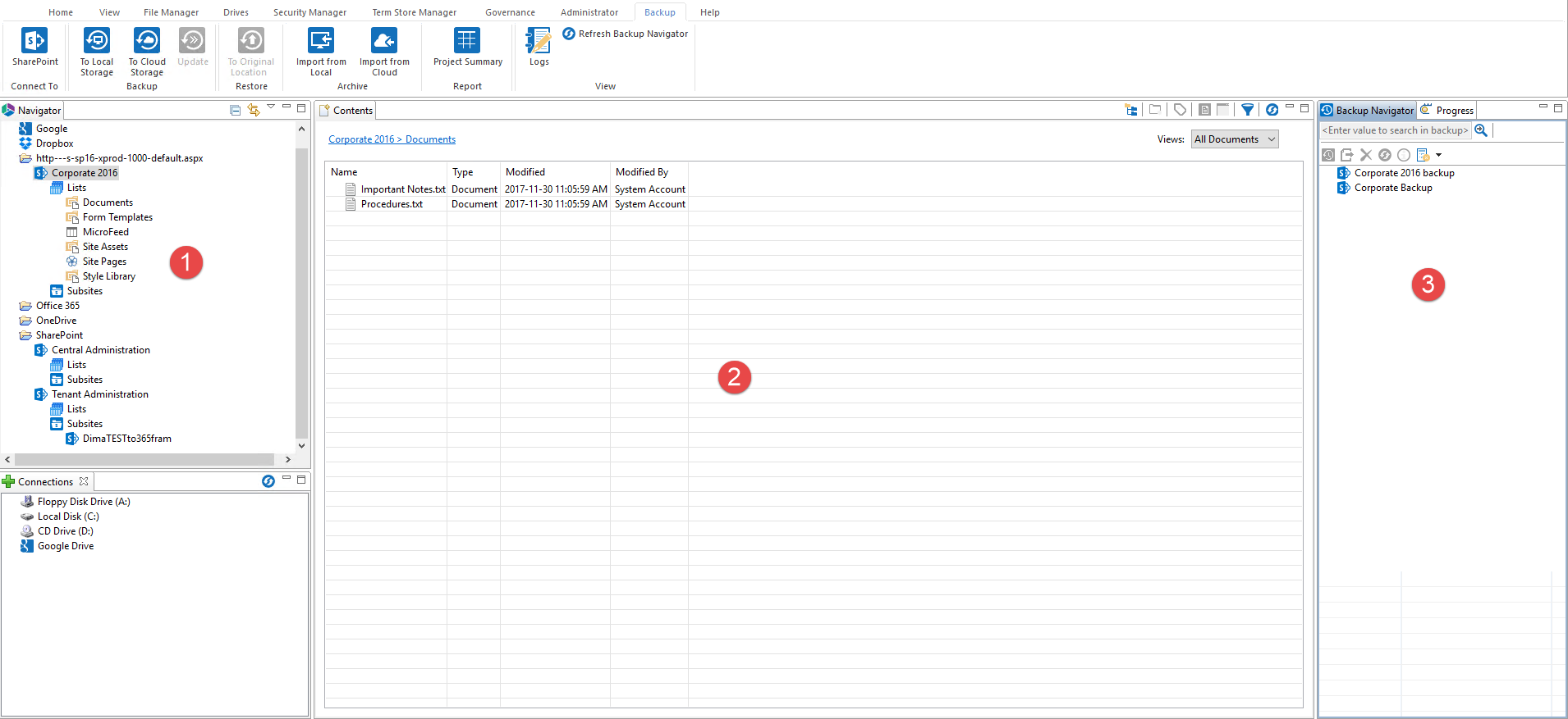 Backup Interface Overview 1