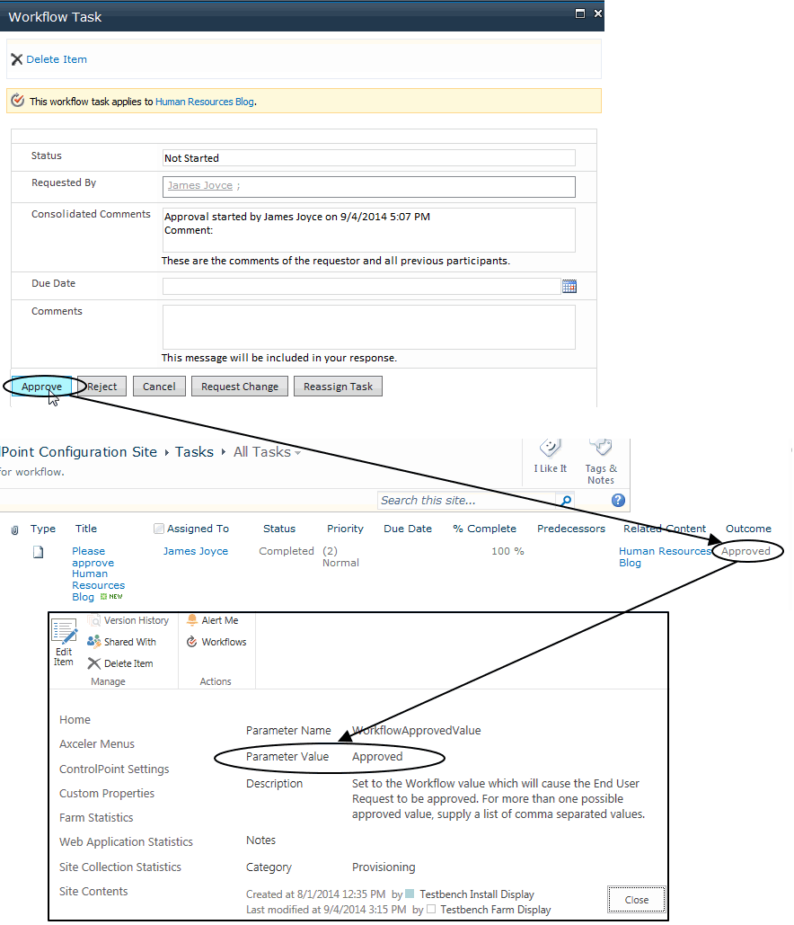 ControlPoint Setting WorkflowApprovedValue