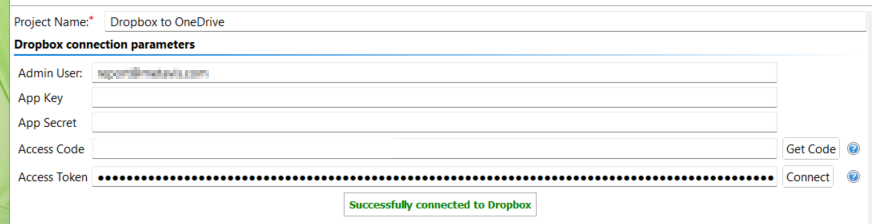 Connect to Dropbox Long Term Access Token