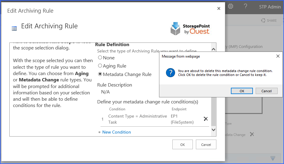 archiving - delete rule condition