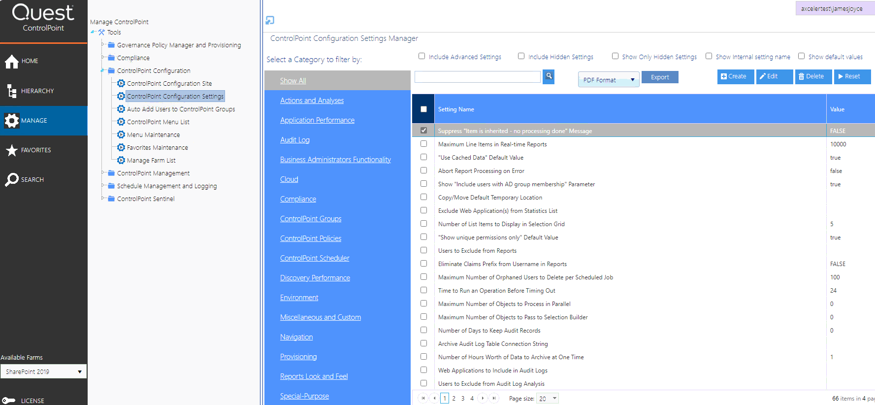 Edit ControlPoint Setting LEFT NAV