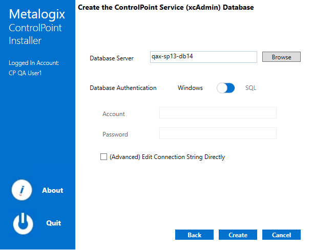 Installer xcAdmin DATABASE CREATION