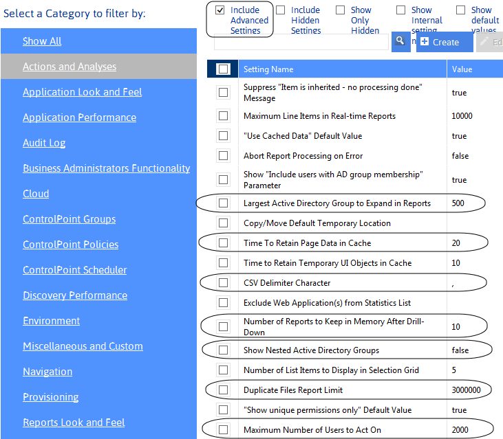 ControlPoint Settings INCLUDE ADVANCED