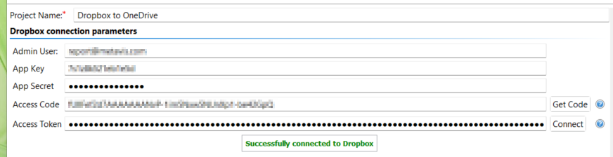 Connect to Dropbox Access Code