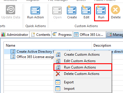 Administrator Quick and Custom Actions13
