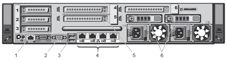 The figure shows the DR4100 system rear chassis
port and connector locations. 