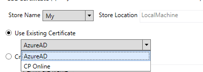 CP Online IIS Certificate Options