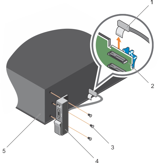 Esta ilustración muestra la extracción del panel de E/S.