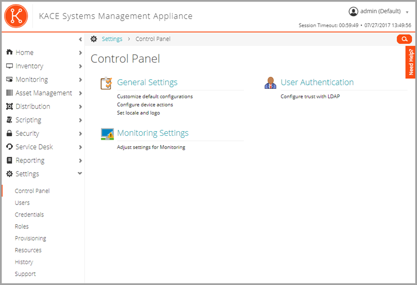 This image of the Dashboard displays Connections and Provisioning widgets, among others.