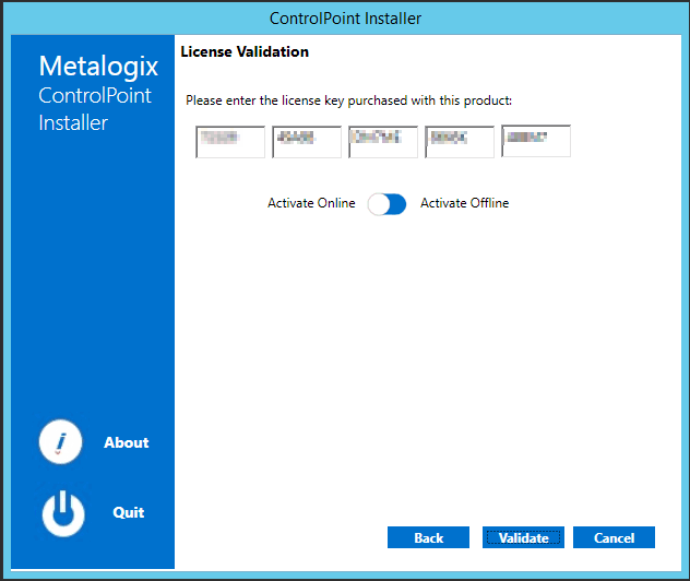 installer license validation On Prem
