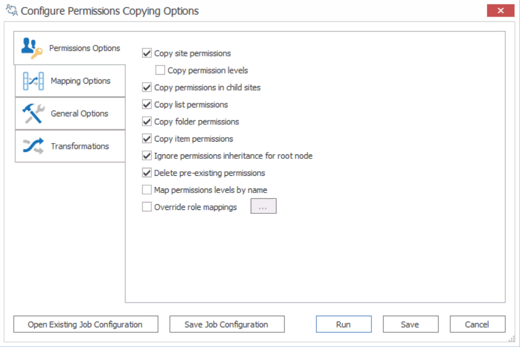 Congiruge Permissions Options Post Migration