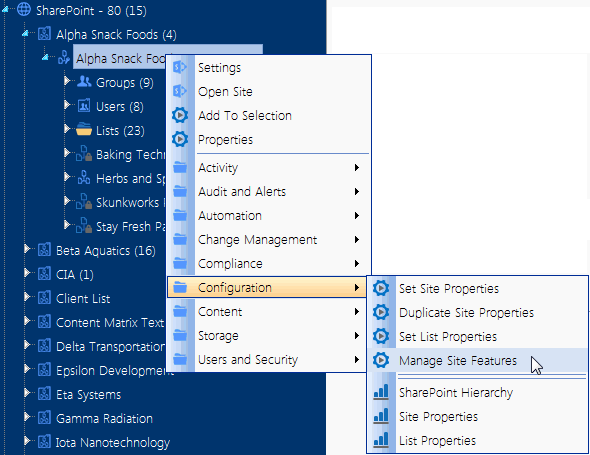 Set Site Features