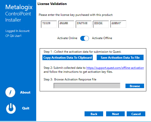 Installer License Validation OFFLINE