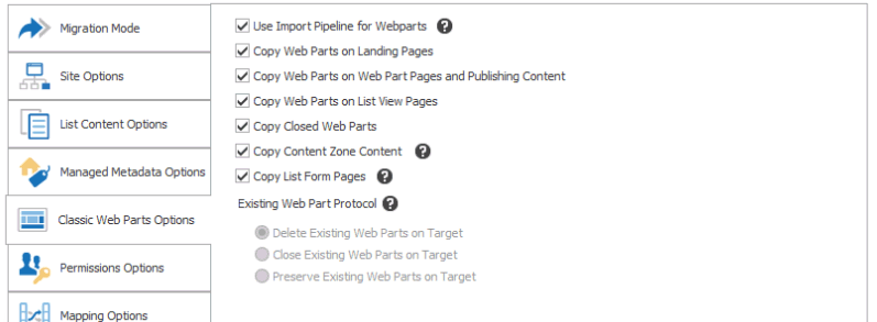 Web Parts Options