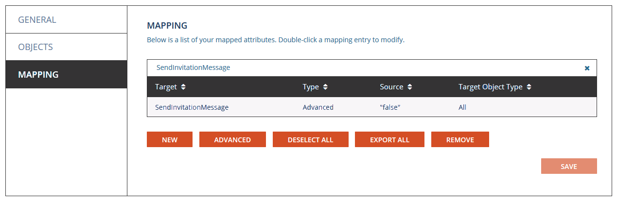 Figure 3: Example Search within Template Mapping Tab
