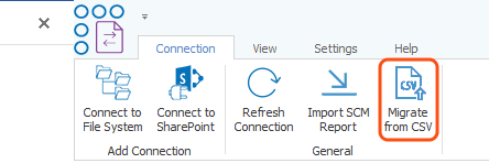 Migrate from CSV ribbon option