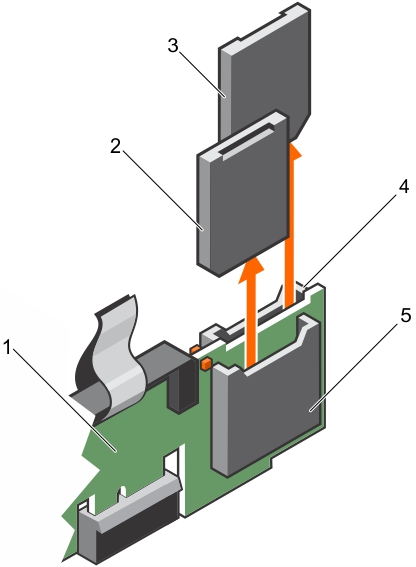 La ilustración muestra cómo extraer una tarjeta SD interna.