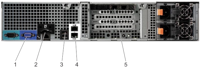 The figure shows the DR4000 system rear chassis
port and connector locations.