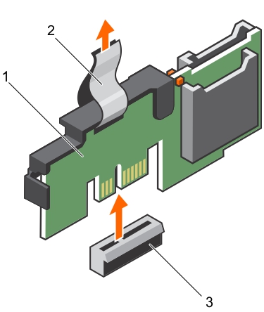 La ilustración muestra la extracción del módulo de la tarjeta SD dual interno.