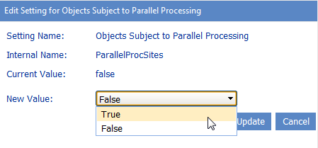 Config Settings ParallelProcsSites