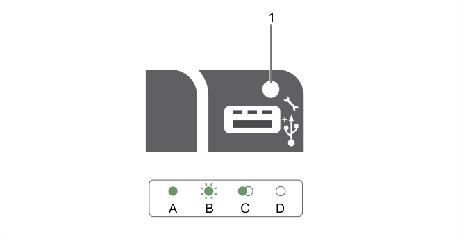En esta ilustración se muestra el indicador de estado de iDRAC directo.