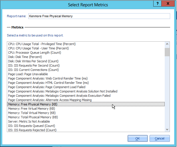 Metric Status Report SELECT