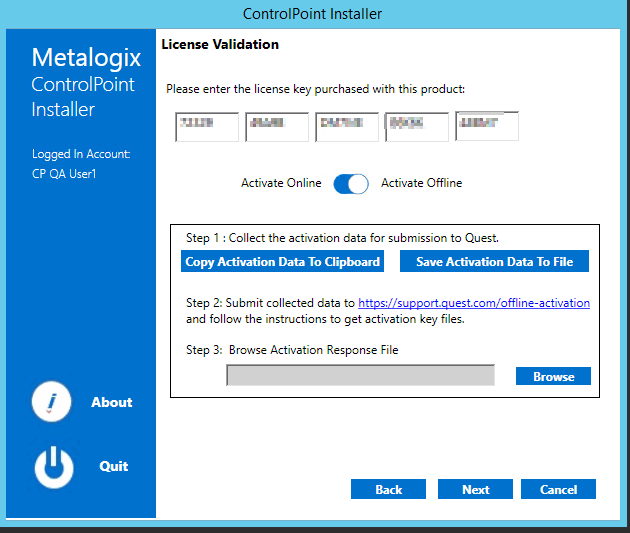 Installer License Validation OFFLINE