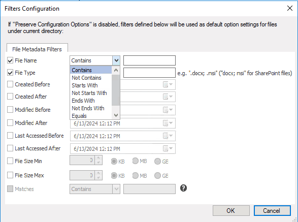 FS Filters Configuration