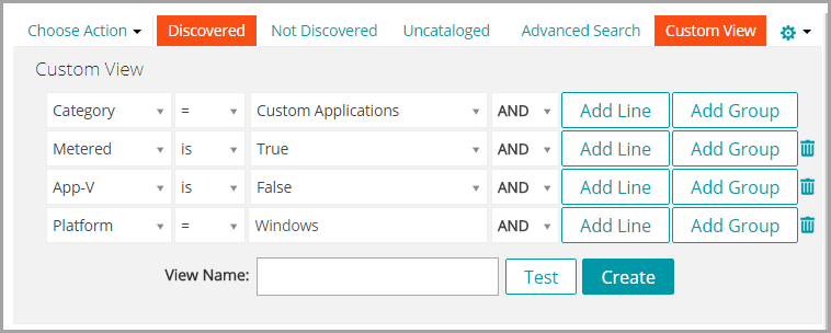 The Custom View panel contains a number of drop-down lists that you can use to specify criteria.