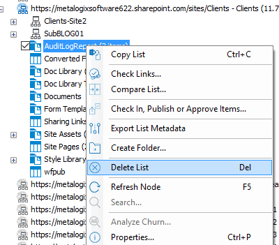 Delete List Menu Option