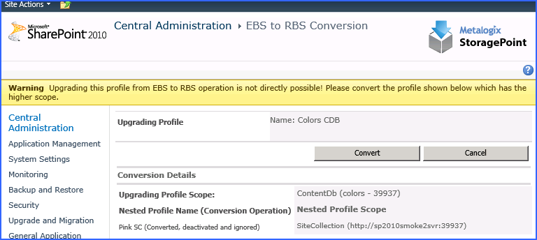 Converting a SC scoped profile with an EBS Parent profile.