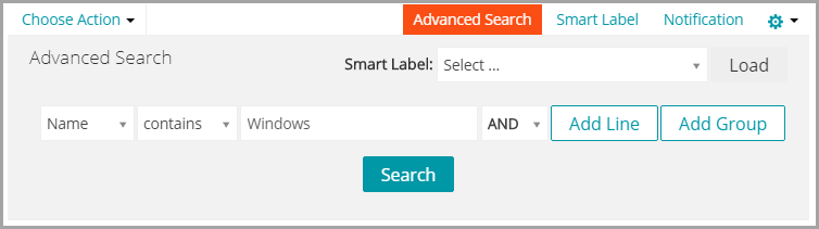 The Advanced Search panel contains a number of drop-down lists that you can use to specify criteria.