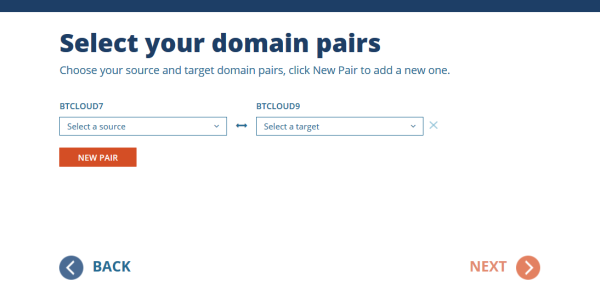 Select your domain pairs screen