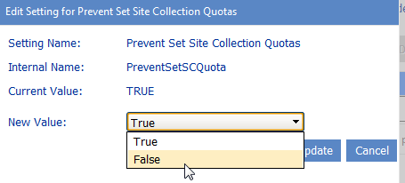 Config Setting PreventSCQuota