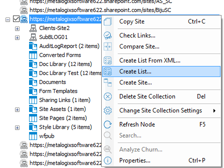 Create List Menu Option