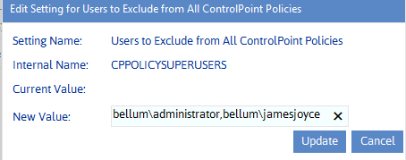 Config Setting CPPOLICYSUPERUSERS