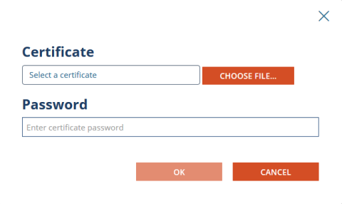 Certificate selection screen
