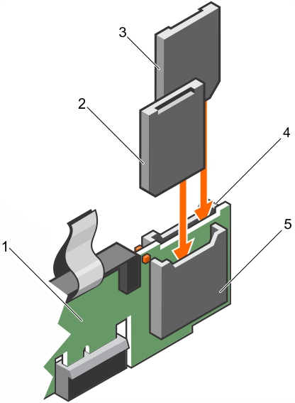 La ilustración muestra cómo instalar una tarjeta SD interna.