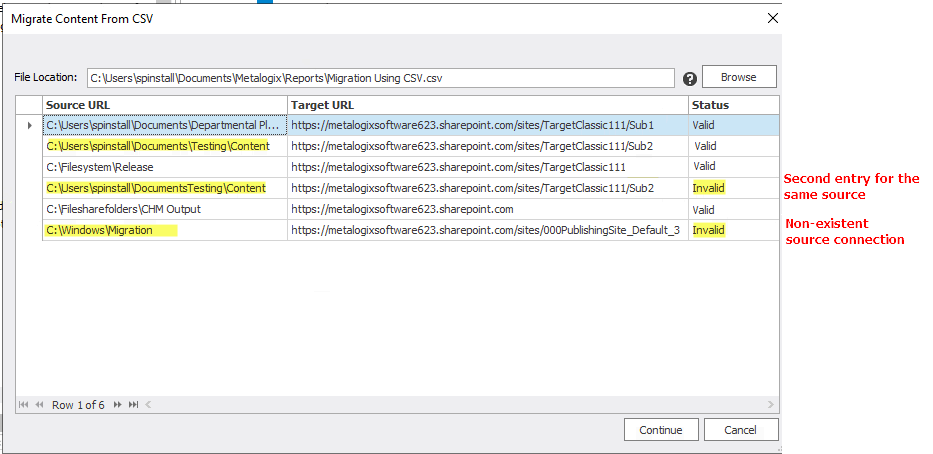 FS Migrate CSV Validation