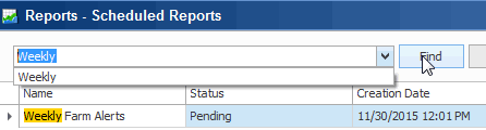 Scheduled Reports TEXT SEARCH