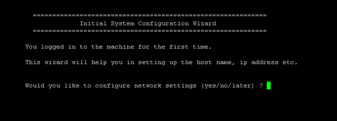 The figure shows the initial system configuration wizard window.