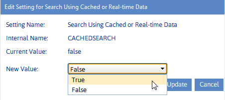 Config Setting CACHEDSEARCH