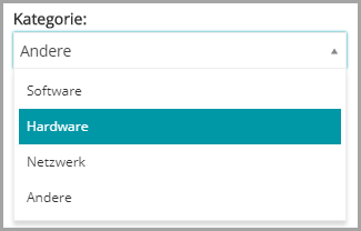 Die Abbildung zeigt Hardware und Monitor als zwei auswählbare und erweiterbare Optionen unter Kategorie.
