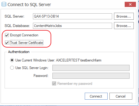 SQL Encrypted Connection Options